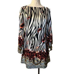 BCBGMAXAZRIA Shift Tunic Dress S Small Silky Stretch Washable Long Sleeve